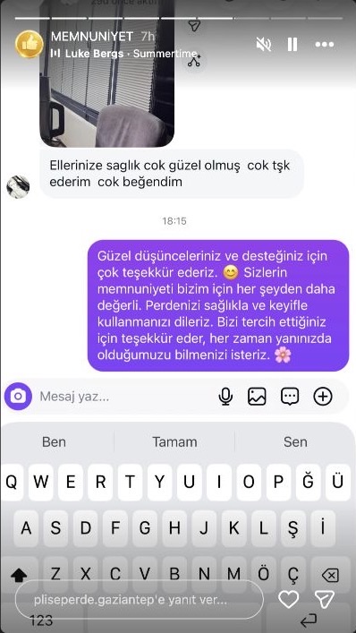 Plise Perde Gaziantep müşteri memnuniyeti paylaşımı 7