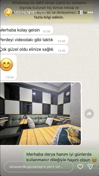 Plise Perde Gaziantep müşteri memnuniyeti paylaşımı 11
