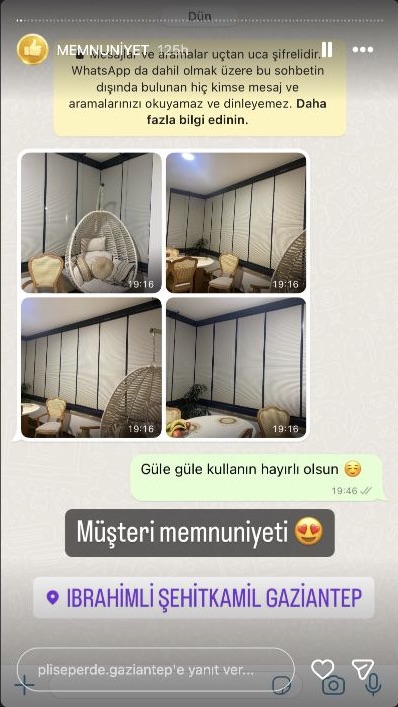 Plise Perde Gaziantep müşteri memnuniyeti paylaşımı 12