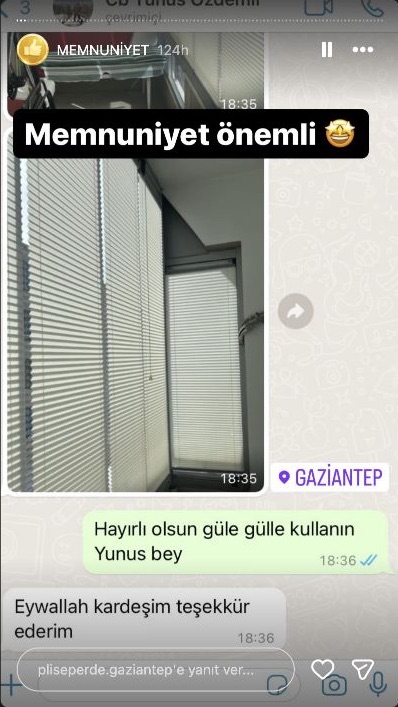 Plise Perde Gaziantep müşteri memnuniyeti paylaşımı 13