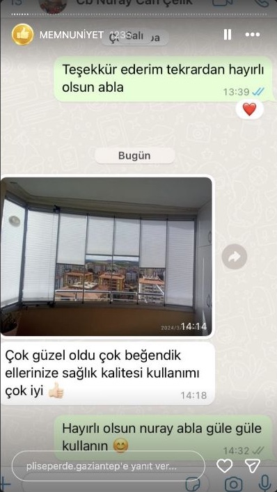 Plise Perde Gaziantep müşteri memnuniyeti paylaşımı 16