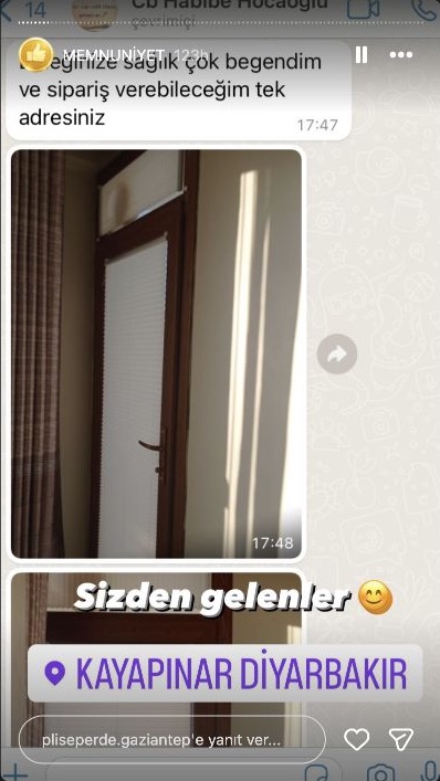 Plise Perde Gaziantep müşteri memnuniyeti paylaşımı 17