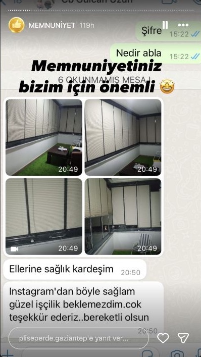 Plise Perde Gaziantep müşteri memnuniyeti paylaşımı 21