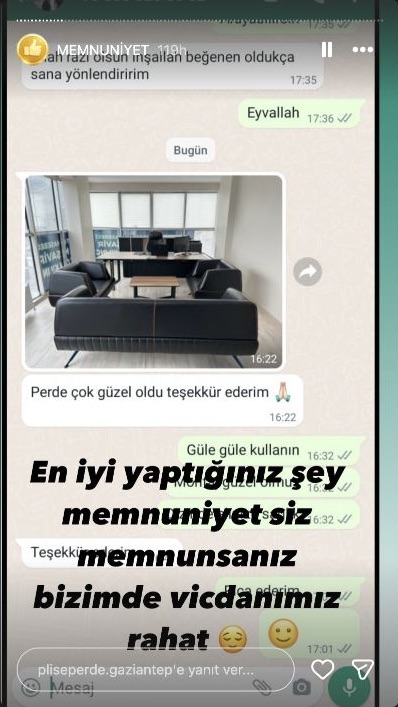 Plise Perde Gaziantep müşteri memnuniyeti paylaşımı 22