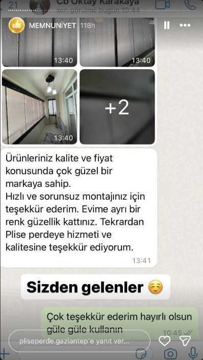 Plise Perde Gaziantep müşteri memnuniyeti paylaşımı 24