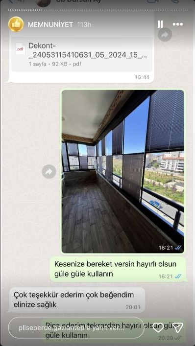 Plise Perde Gaziantep müşteri memnuniyeti paylaşımı 28