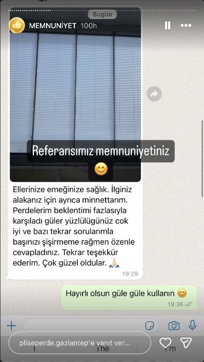 Plise Perde Gaziantep müşteri memnuniyeti paylaşımı 32