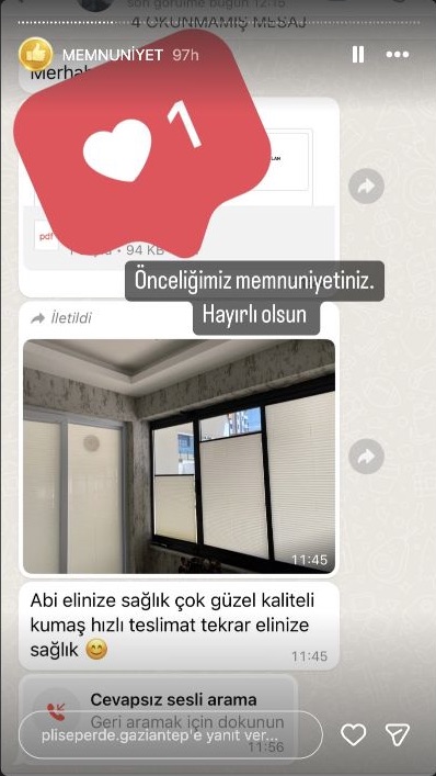 Plise Perde Gaziantep müşteri memnuniyeti paylaşımı 33