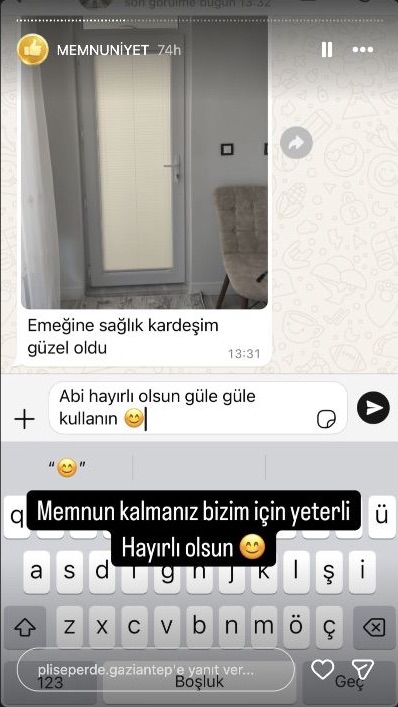 Plise Perde Gaziantep müşteri memnuniyeti paylaşımı 39