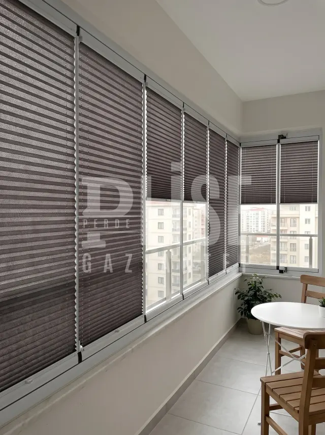 NEO FASHION 08 Desenli Siyah plise perde — Cam balkon