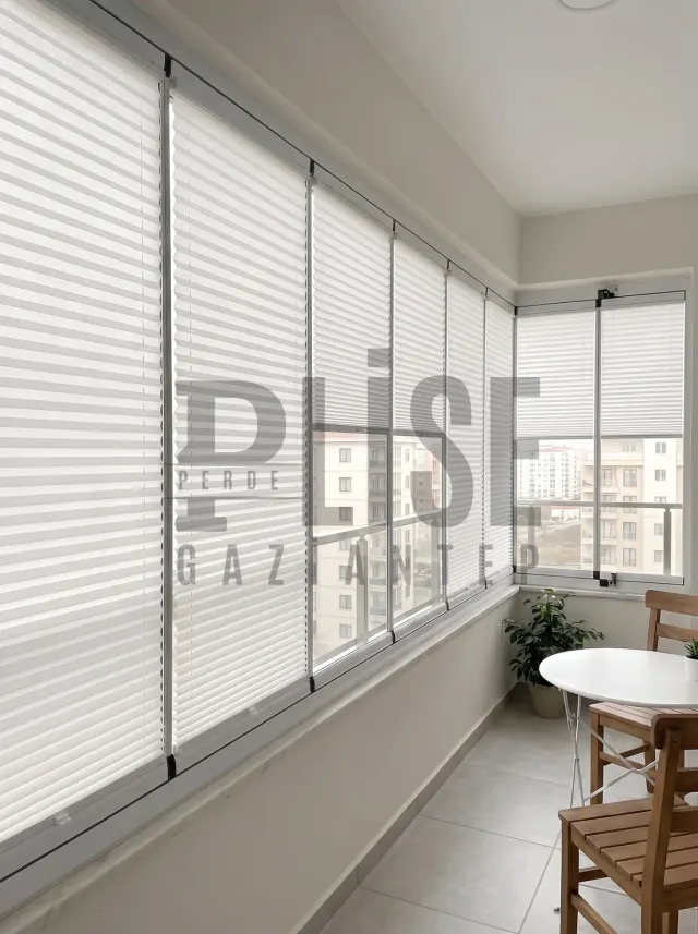 NOVA PREMIUM 01 Premium Dokulu Kumaş plise perde — Cam balkon
