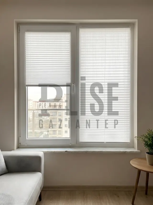 NEO FASHION 05 Desenli Beyaz plise perde — Pencere
