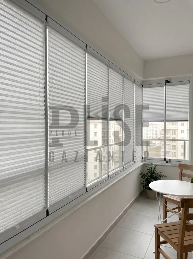 NOVA PREMIUM 04 Premium Dokulu Kumaş plise perde — Cam balkon