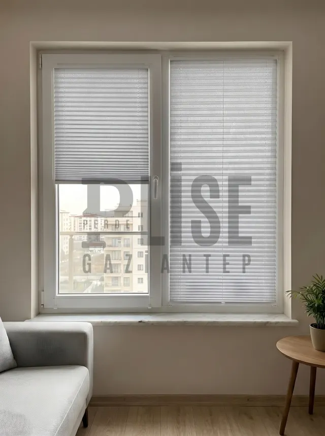 NEO FASHION 07 Desenli Gri plise perde — Pencere