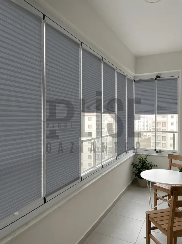 NOVA VR 07 Koyu Antrasit plise perde — Cam balkon