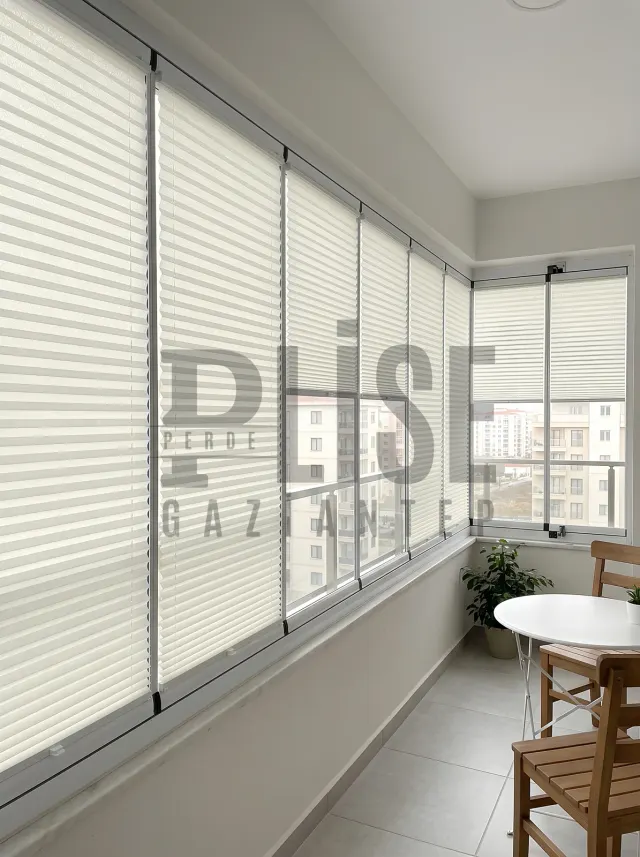 NOVA VR 02 Doğal Krem plise perde — Cam balkon