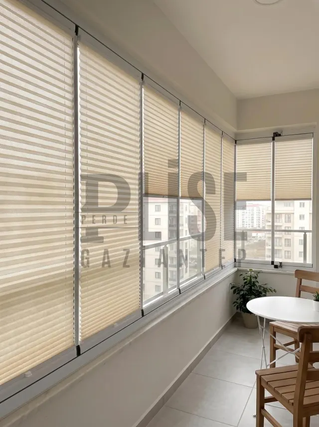 NOVA PREMIUM 03 Premium Dokulu Kumaş plise perde — Cam balkon
