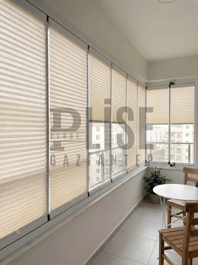 NOVA PREMIUM 02 Premium Dokulu Kumaş plise perde — Cam balkon