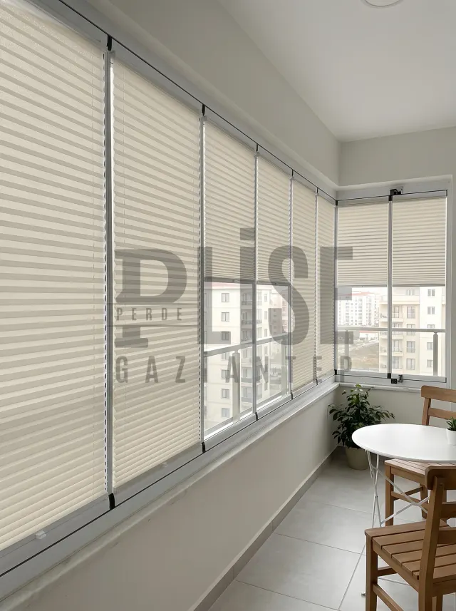 NOVA VR 03 İnci Tonu plise perde — Cam balkon